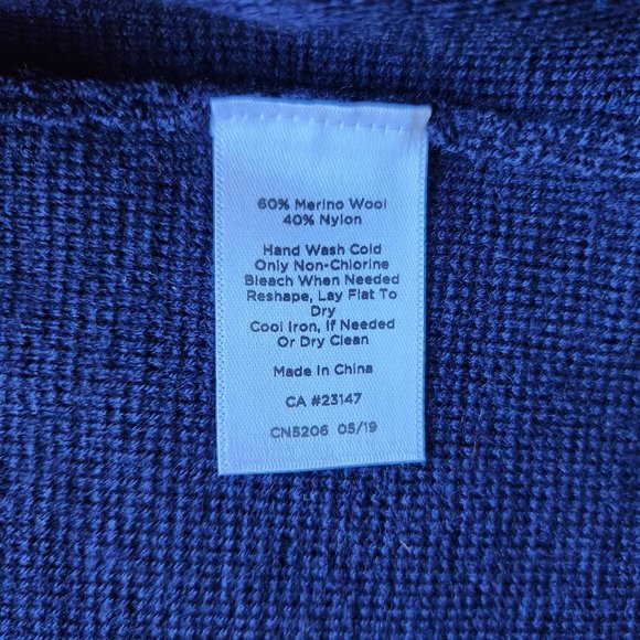 EUC Talbots Merino Wool Blend Open Long-Cardigan Sweater Color Block Grey Blue - Picture 10 of 10